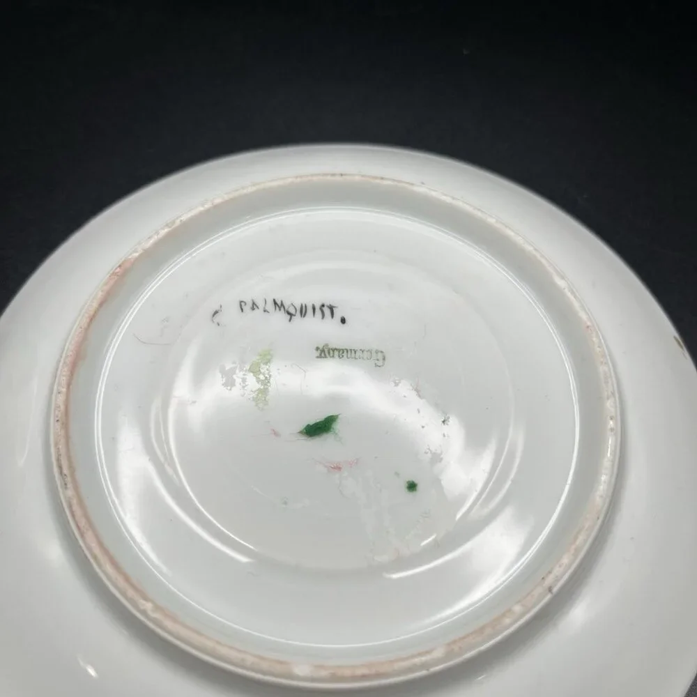 Antique Hand Painted Japan Teacup & Germany Porcelain Saucer Mismatched Art Deco